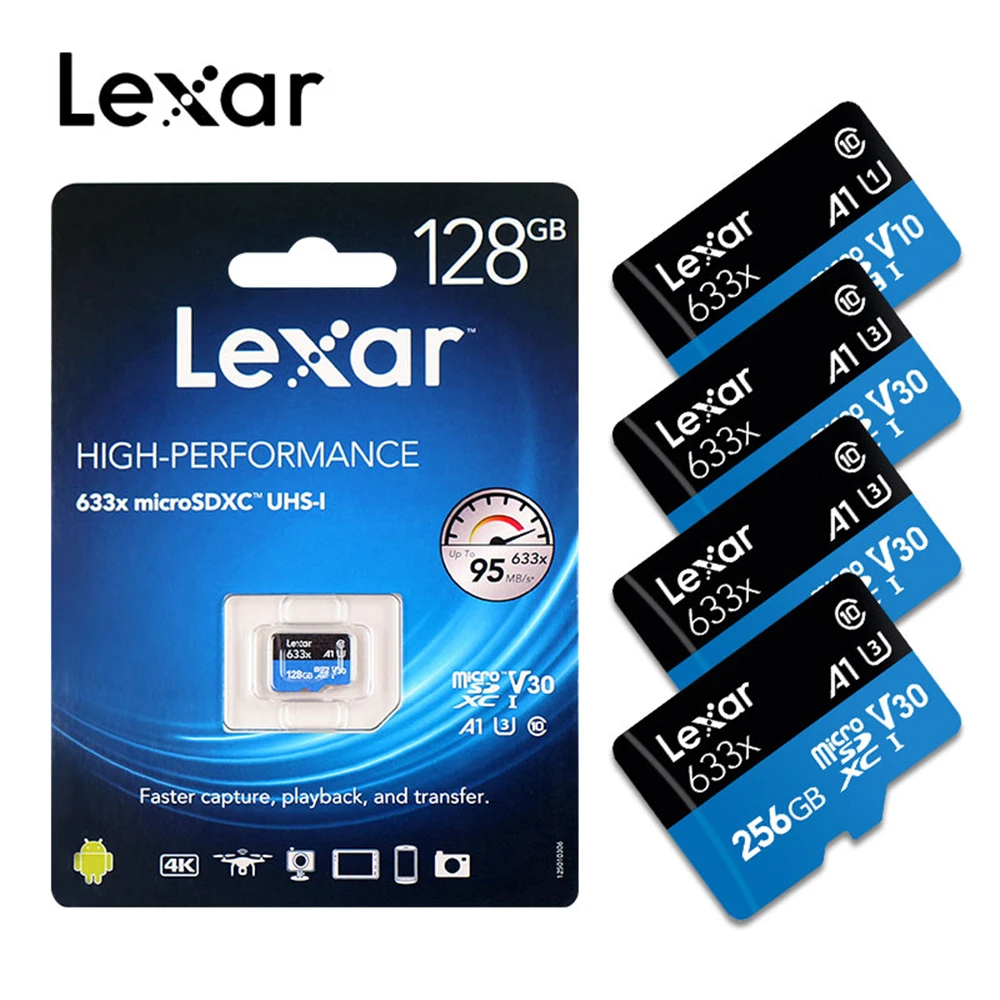 Горячая Распродажа карта памяти Lexar 633X 32 Гб 128 ГБ 256 512 64 Micro SD до 95 м/с C10 U3 U1 для