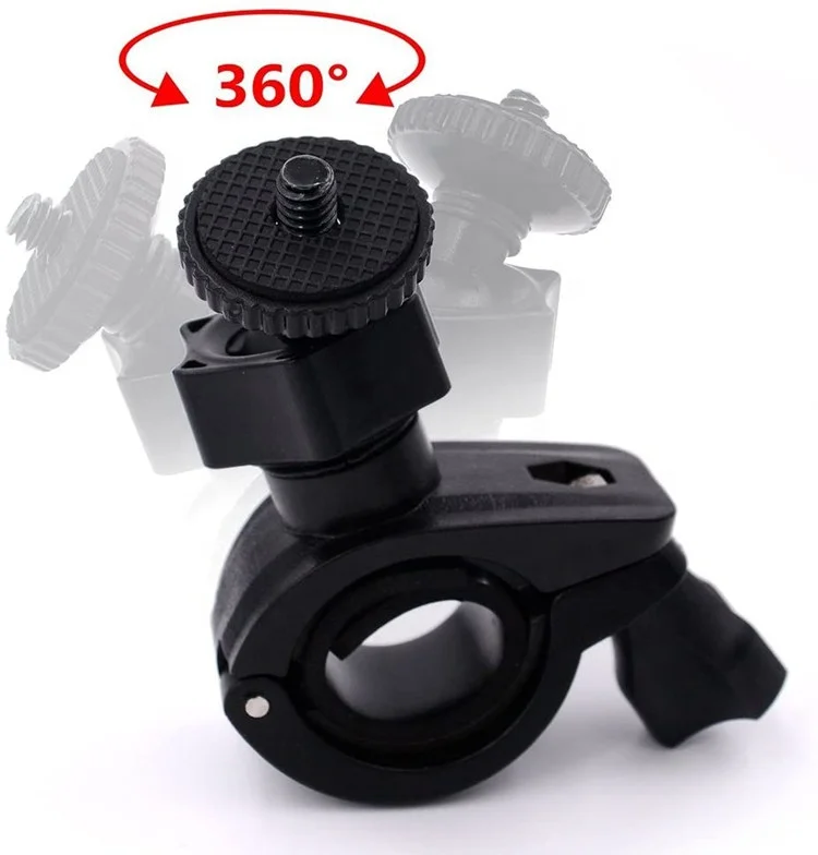 Aipaxal 360 Degree Rotatable Adjustable Motorcycle Bike Handlebar Clamp Camera Mount with 1/4 Screw for Gopro