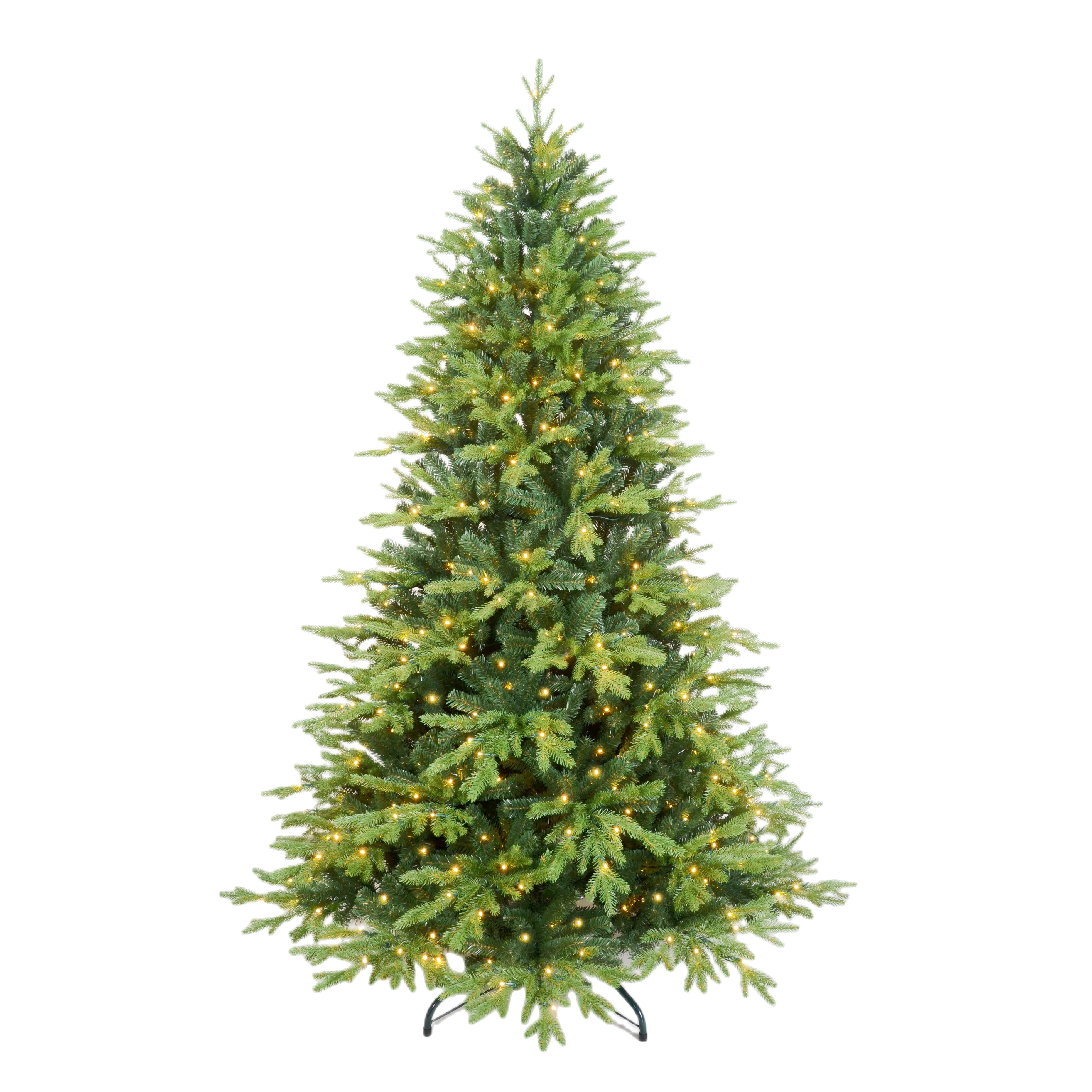 Factory wholesale premium artificial Christmas holiday decorated snow spruce Christmas trees with pre-strung warm white lights