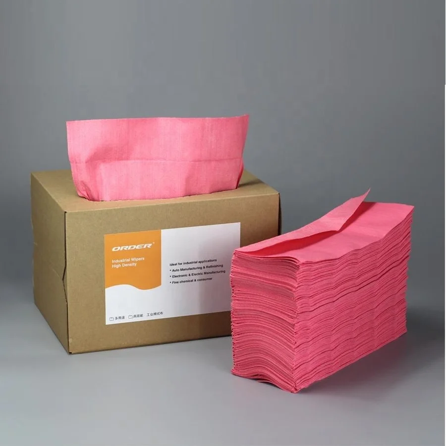 2024 ORDER X-80R cellulose pp red Spunlace Nonwoven Industrial High Quality Multi-Purpose Shop Towels clean wipes