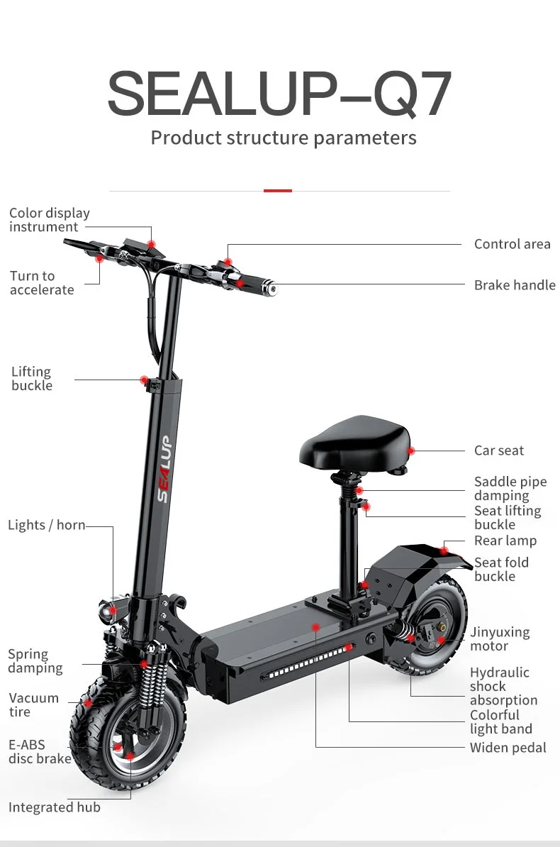 7 day Shipping CE Certified products Q7 10 inch Electric Scooters 48V10.4Ah 13Ah Battery 500W/1000W Foldable Electric scooter