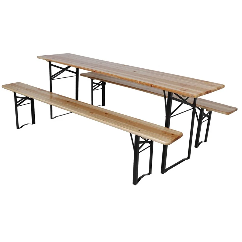Top Picnic Table Patio Garden 3 PCS  Folding Wooden Beer Table