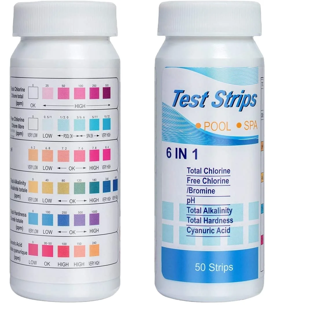 Popular Swimming Pool And Spa Water Chemistry Test Strips 6 In 1 Swimming Pool Test Paper