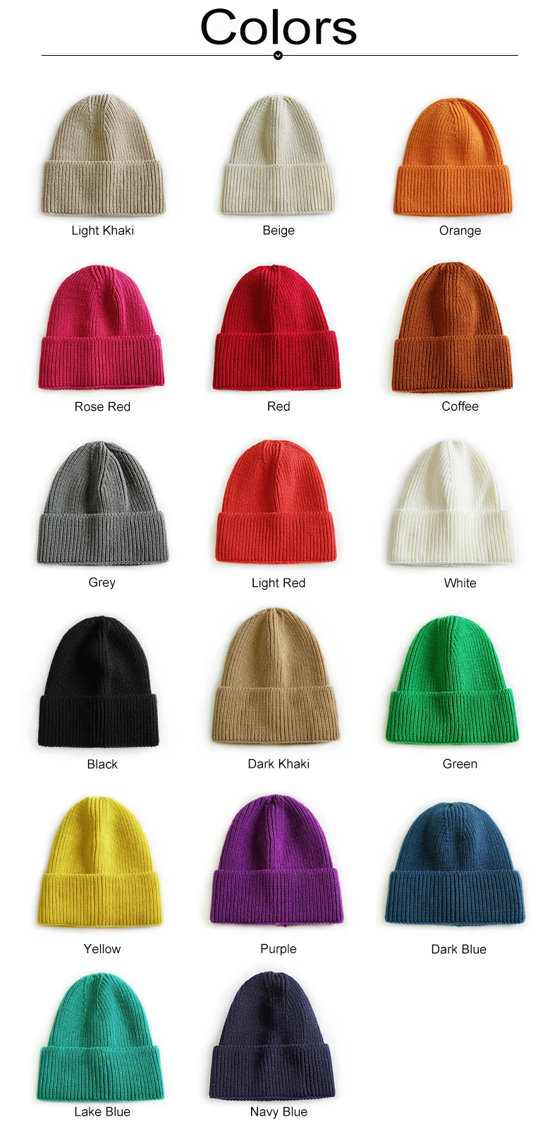 Wholesale Fashionable Lady and Girls  Solid Color Warm Winter Beanie Knitted Hats