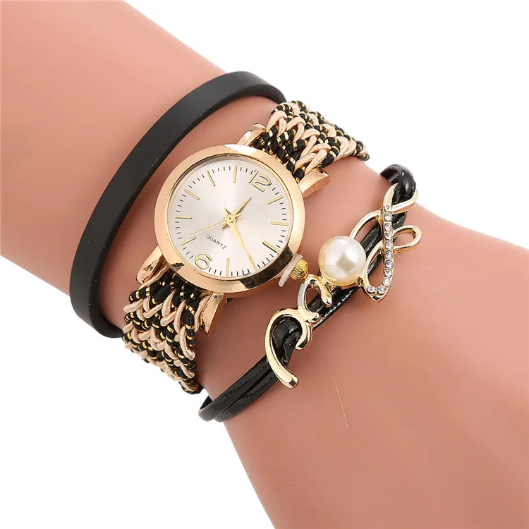 LNW057 Bracelet Watch Wrist Watch Vintage Shining Lady Wrap Dial Analog Quartz Wrist Watch
