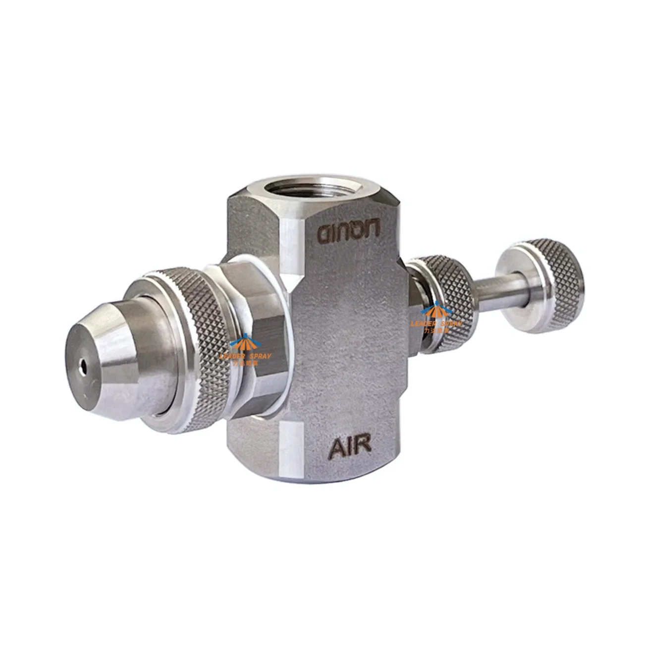 Needle adjustable Two-fluid  Pressure air and liquid internal mix round fog atomizing/atomizer jet nozzle