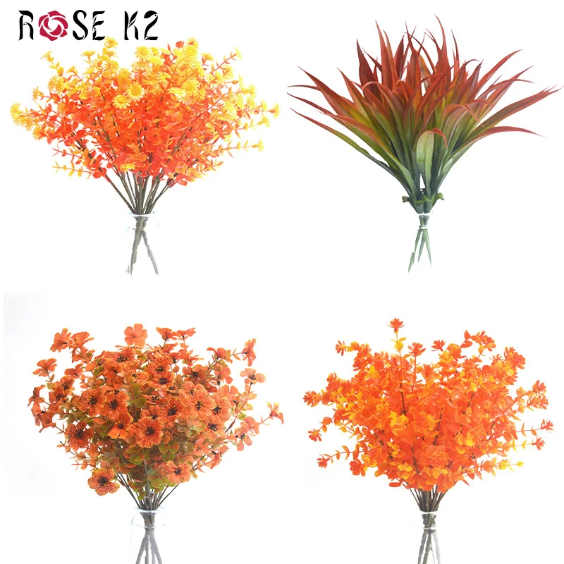 Artificial Greenery Bush Artificial Fall Flowers No Fade Faux Autumn Plants For Indoor Outdoor Fall Decorations