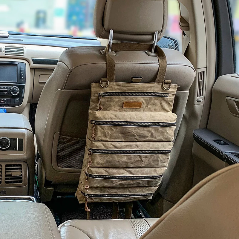 Durable Tool Organizers Waxed Canvas Heavy Duty Rolling Up Tool Bag Organizer For Mechanic Carpenter Electrician Hobbyist