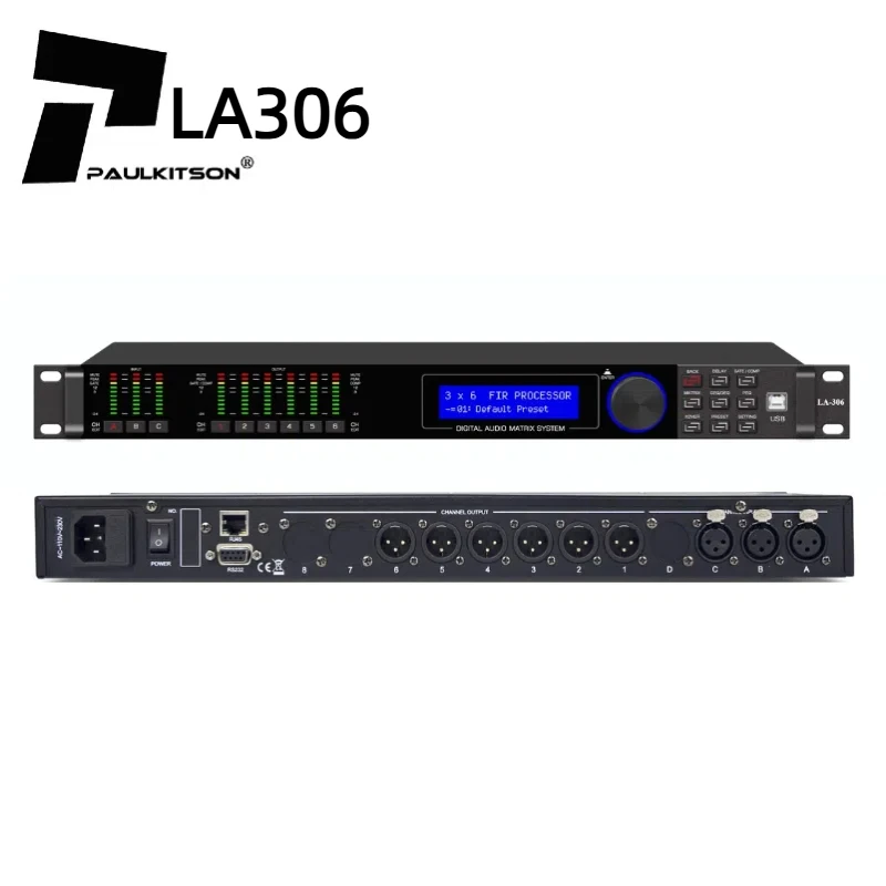 Paulkison LA306 High-Performance Digital Dsp Processor Professional Audio Processor Dsp 4 In 8 Out Audio Effects Processor