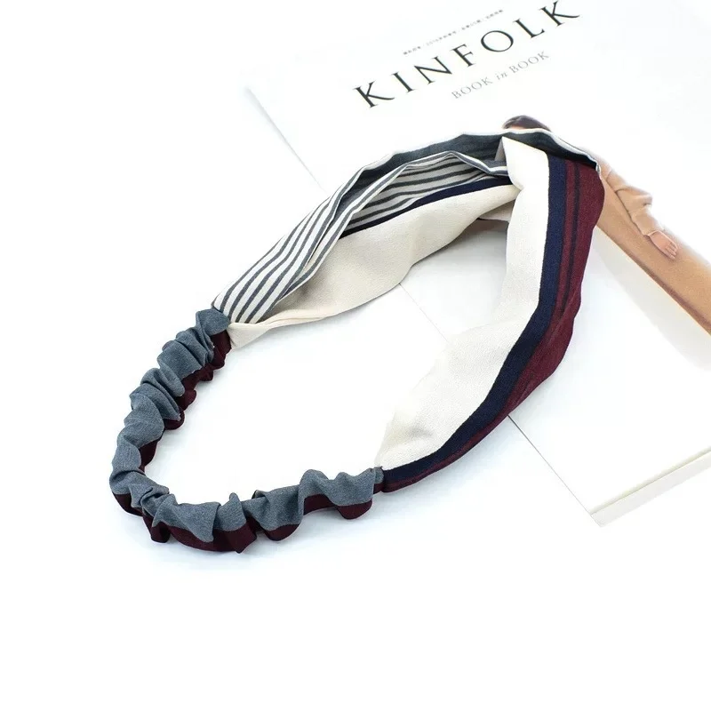 
KENSHELLEY 2020 New Arrival Print Headband Multicolor Elastic Hair Accessories Fashion Knotted Cross Headband For Women And Girl 