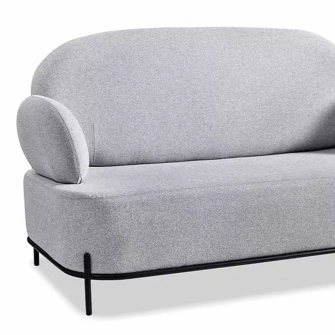 Nordic light grey sofa Minimalist armrests metal legs Modern style interior design Nordic 2 seat sofa living room
