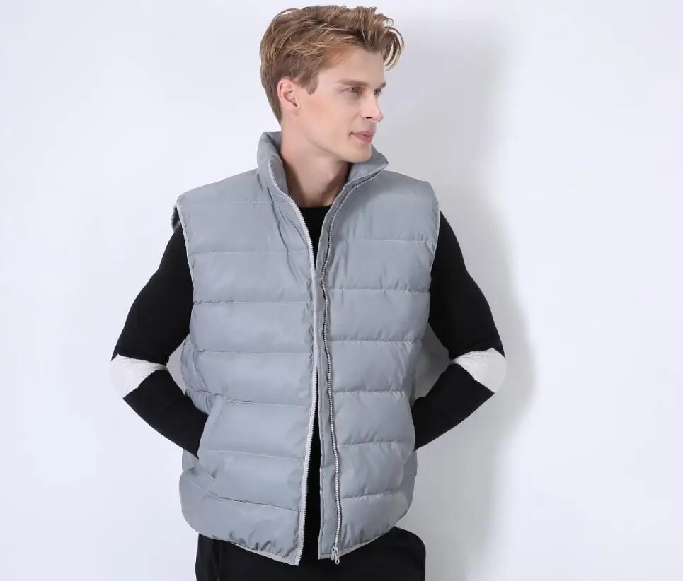 COTTON Fashion Odm Streetwear Fashion Water Proof Formal Waistcoat Glow In The Dark Reflector Custom Reversible Puffer Vest