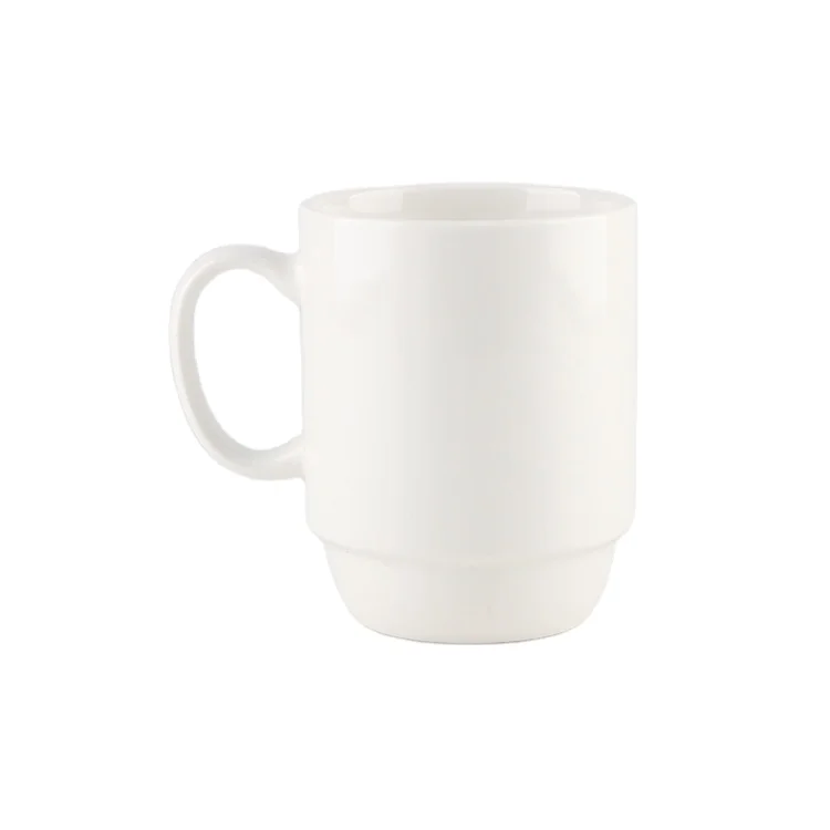 Hot selling simple style home white ceramic water cup office tea cup stackable coffee mugs