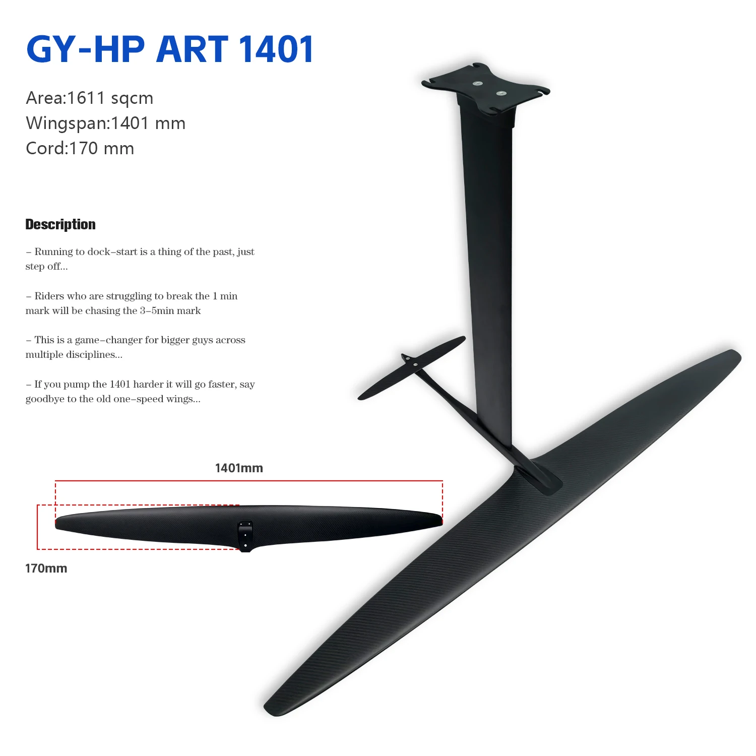 2024 New High-Performance Hydrofoil GY-HP 1401 Full Carbon Mast Kite Board Foil SUP Hydrofoil wind Surf For Men pump foiling