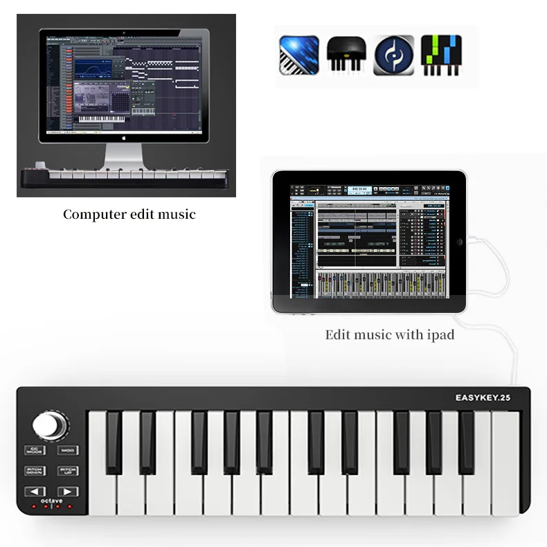 Профессиональный MIDI-контроллер портативная мини-клавиатура с USB 25