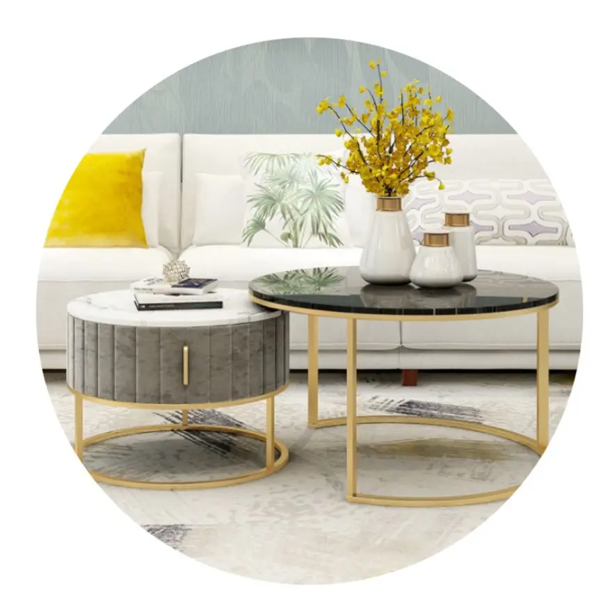 Мраморный журнальный столик, Простой Современный дизайнерский круглый маленький стол для гостиной в маленькой квартире, скандинавский легкий роскошный журнальный столик