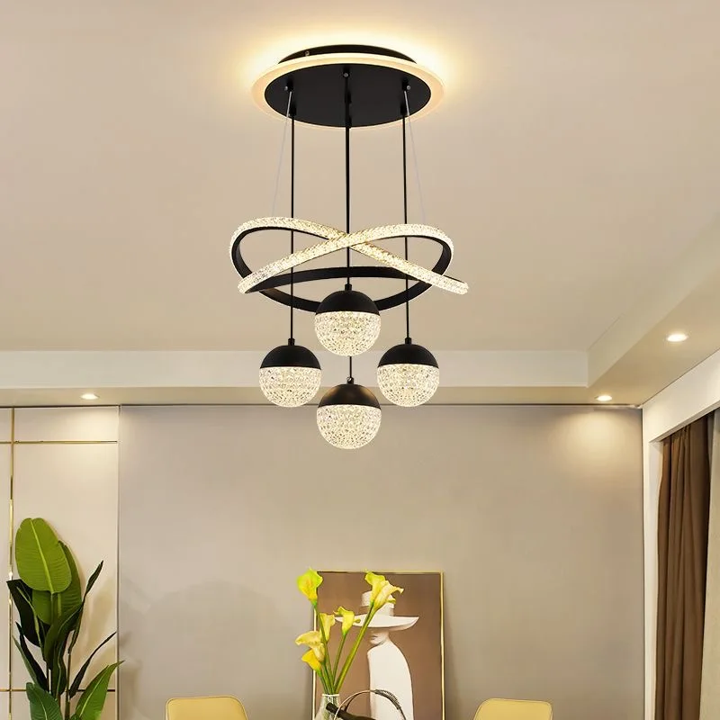 Up And Down Luminous Aluminum Living Dining Room Led Pendant Light Luxury Circle Chandelier Modern