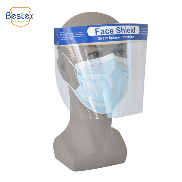 Hoe Selling EN 166 Face Protective Shield Plastic Dental Full Clear Disposable Face Shields Transparent