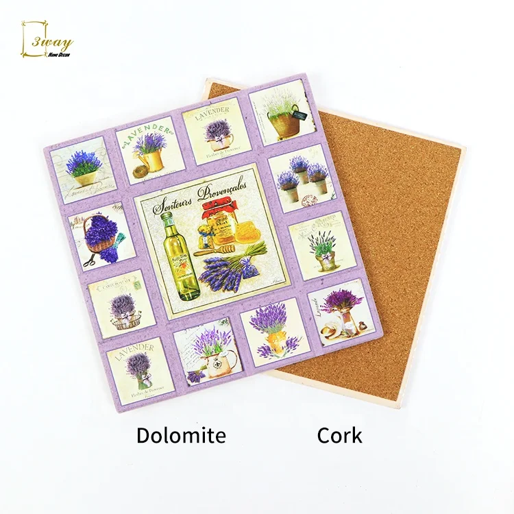 Custom OEM kitchen table dinner ceramic tile hot pot trivet mats & pads placemats dining table mat with cork base heat resistant