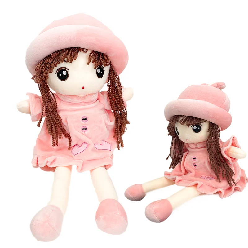 selling pink skin plush doll size baby cute soft small girl custom plush stuffed toys doll plush from drawing