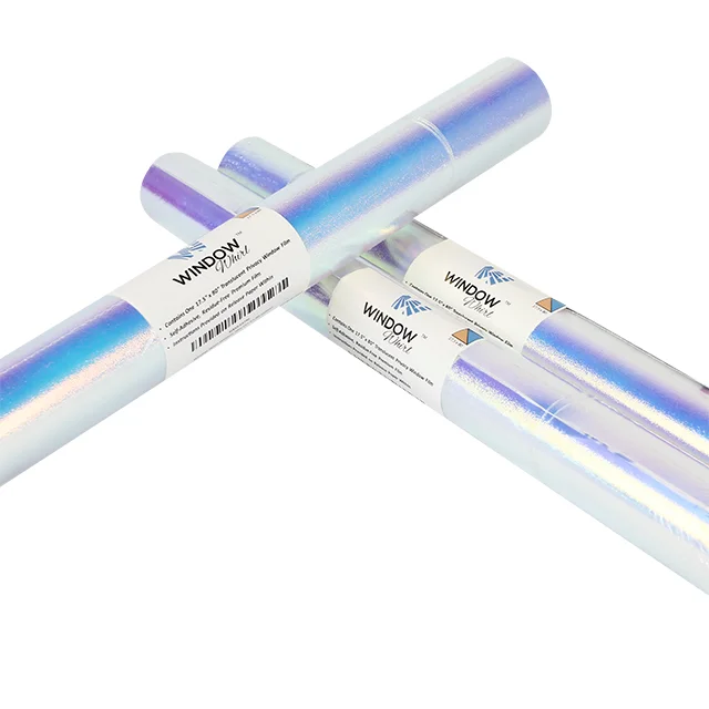 HOMIDEK Waterproof Static Cling Removable Frosted Rainbow Colorful Vinyl PVC Glass Privacy Decoration Window Film