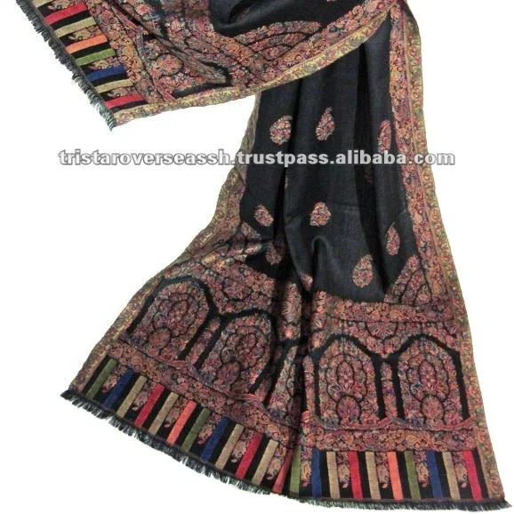 60/40 Silk wool Pashmina Shawl jacquard style silk shawls and scarfs jacquard pattern silk scarfs