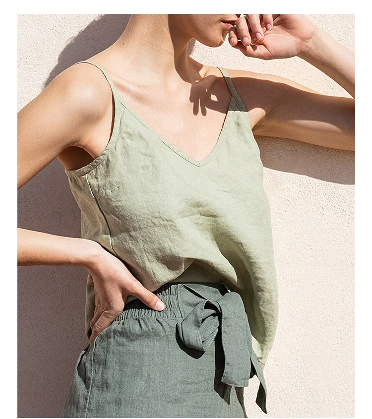 Sustainable 100% Linen Camisoles and Tank-Tops Cute Summer Tops for Women