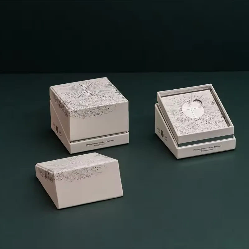 High-end high-quality black earring  ring necklace bracelet cardboard box with custom logo and lid