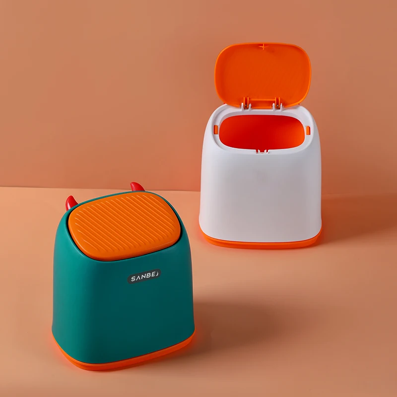 Pressing type New design Mavericks shape Office mini trash can plastic desktop waste bin