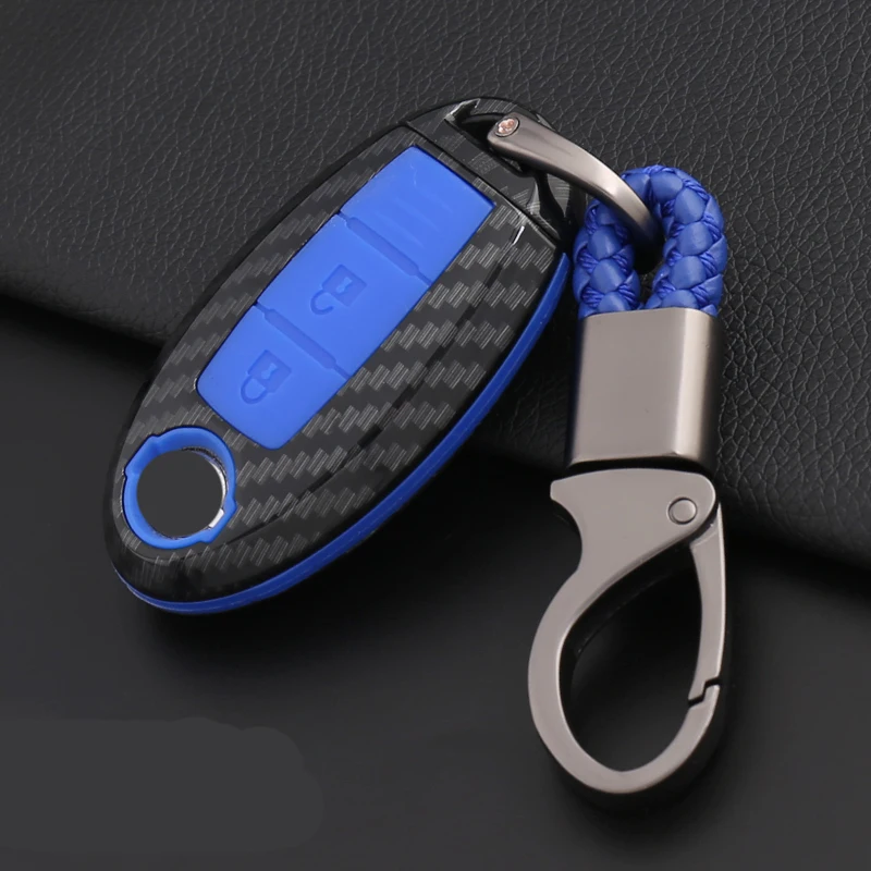 ABS carbon Fiber Car Key Case Keychain For Nissan Qashqai J10 J11 X-Trail t31 t32 kicks Tiida Pathfinder Murano Note Juke