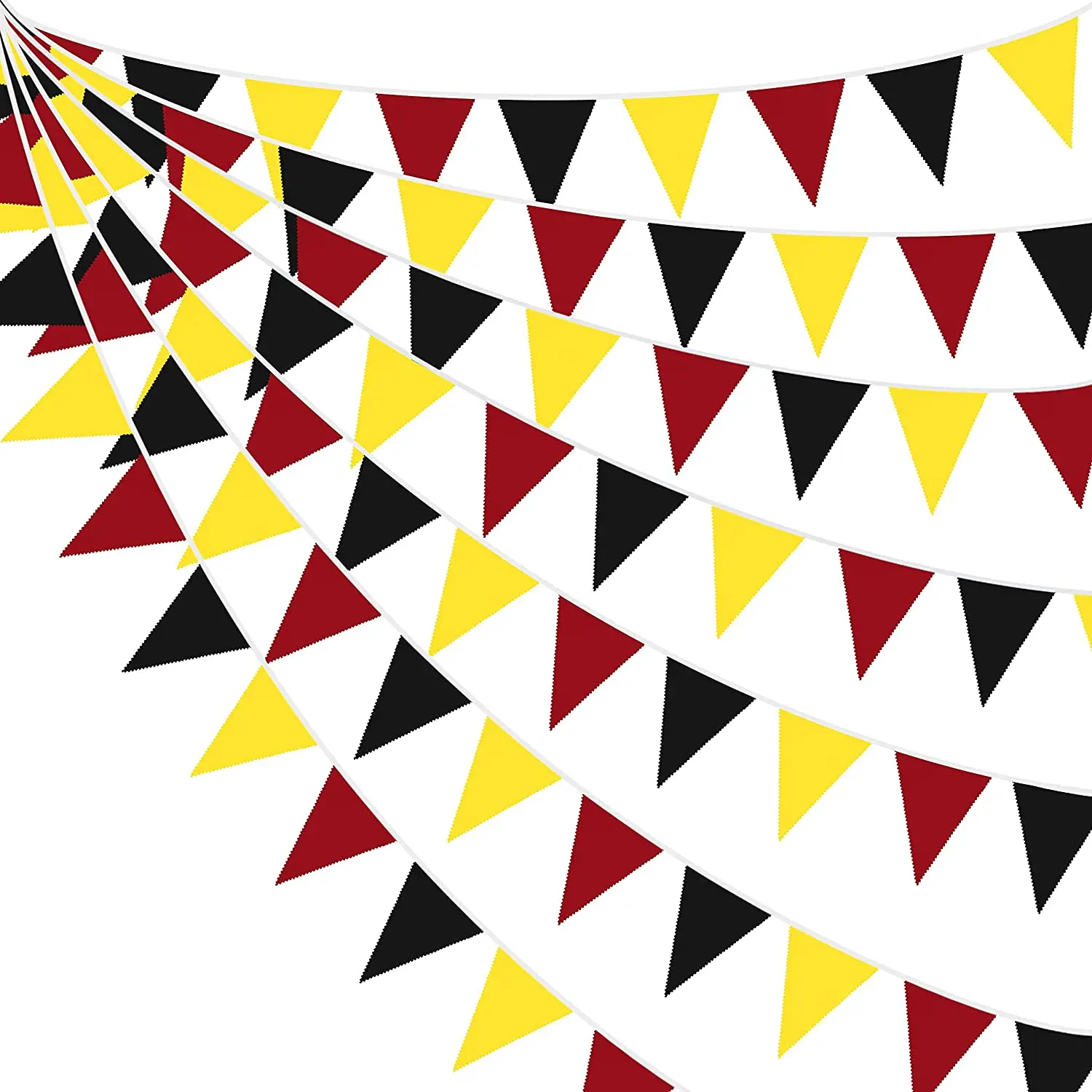 Red Black Yellow Pennant Banner Fabric Triangle Flag Cotton Bunting Garland for Mickey Mouse Birthday Wedding Anniversary