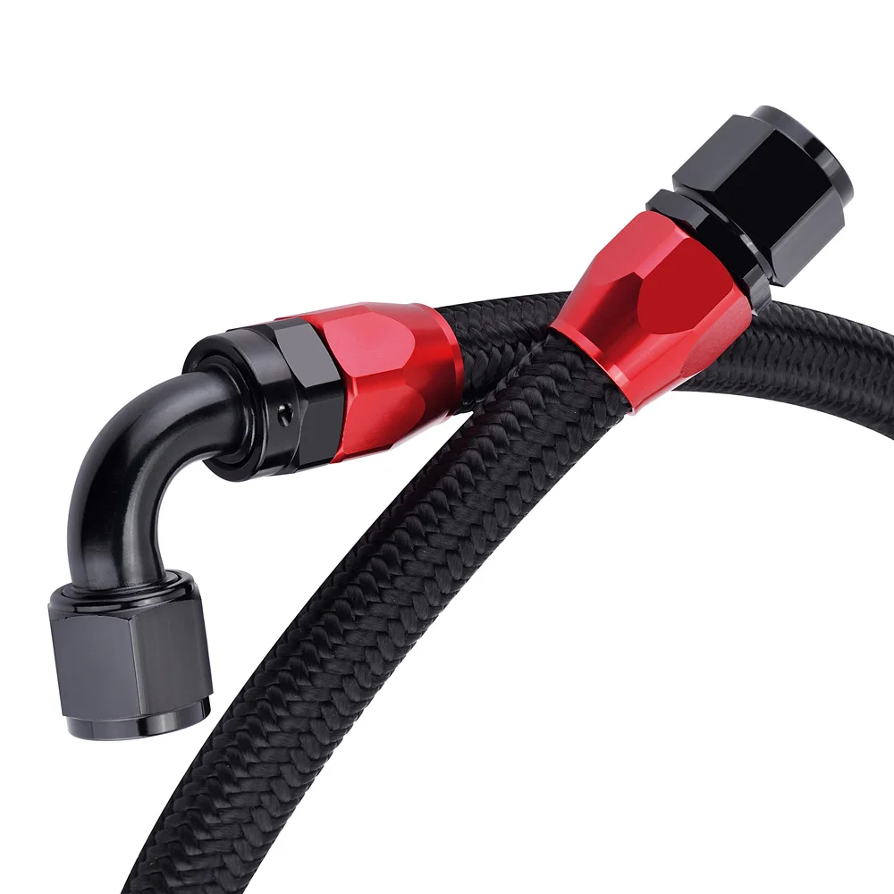 AN4 AN6 AN8 AN10 AN12 AN16 Nylon Braided CPE Stainless Steel Fuel Line  oil Cooler hose with fitting ends