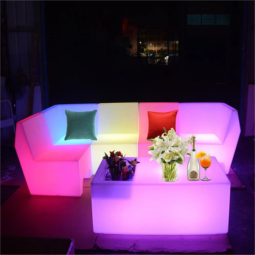 led nightclub furniture sofa glowing light up cocktail plastic furniture led bar table and chair sofa sets for event outdoor