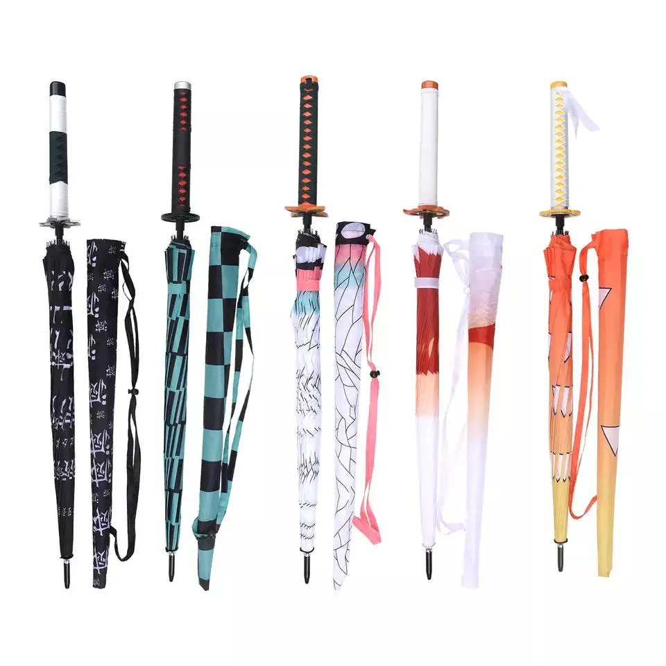 TX529 Automatic Windproof Golf Umbrella Japanese Katana Samurai Sword Design Long Handle Paraguas Adults Classic Rain Umbrella