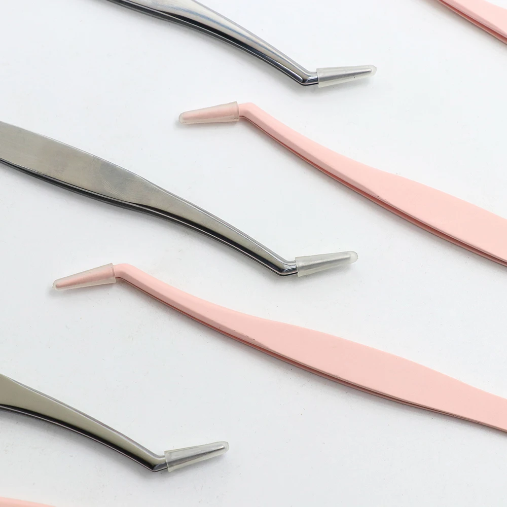 Custom Logo Private Label Stainless Steel Eyelash Extension Tweezers Press On with Regular Tip High Quantity Lash Tool