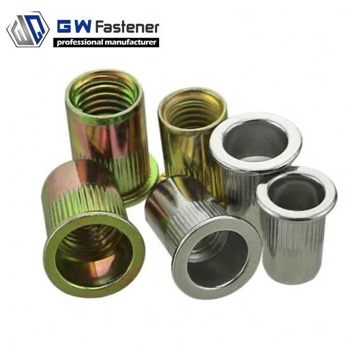 Стальные плоские головки накатанные корпус тонкие стены ребристые большие фланцевые заклепки гайки