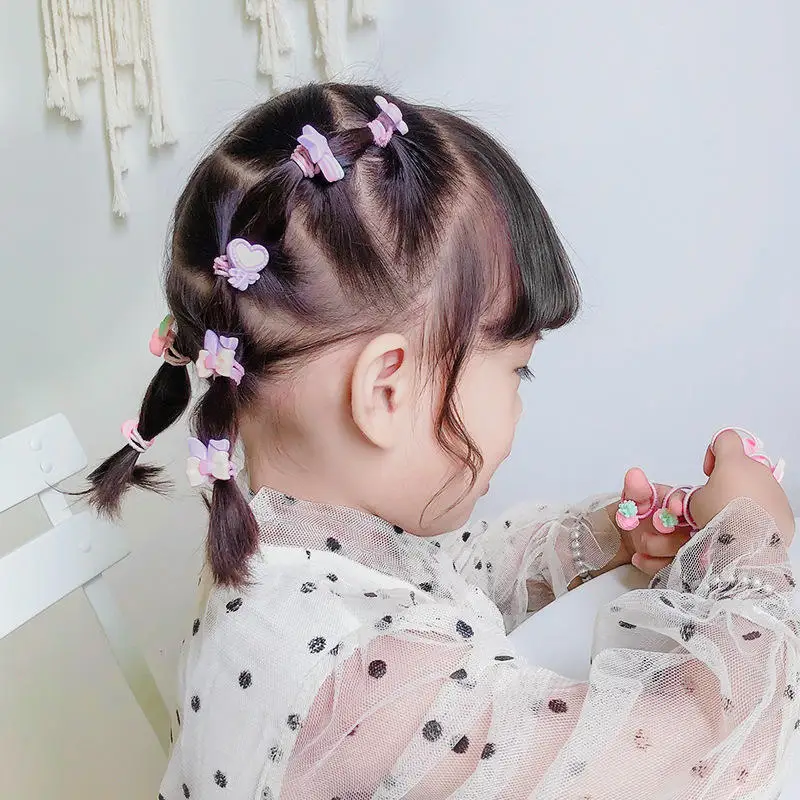 10PCS 2023 Hot Children Cute Candy Color Small Mini Thumb Hair Ties Set Lovely Cartoon Rubber Bands Girls Baby Hair Accessories