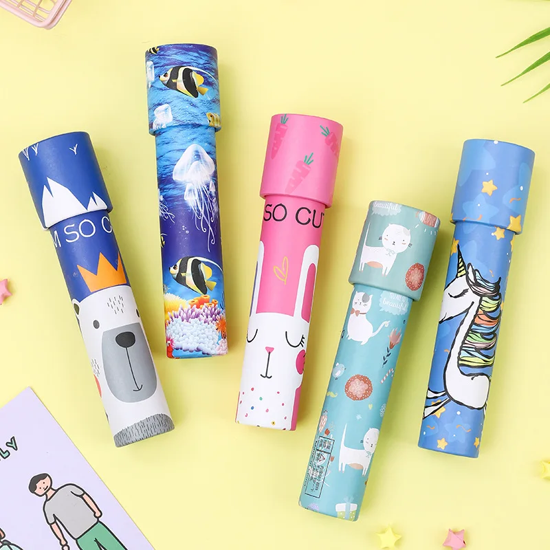 HLC501 Rotating Kaleidoscope Kid Toys Classic Educational Science Experiment Toys Imaginative Cartoon Kaleidoscope Toy