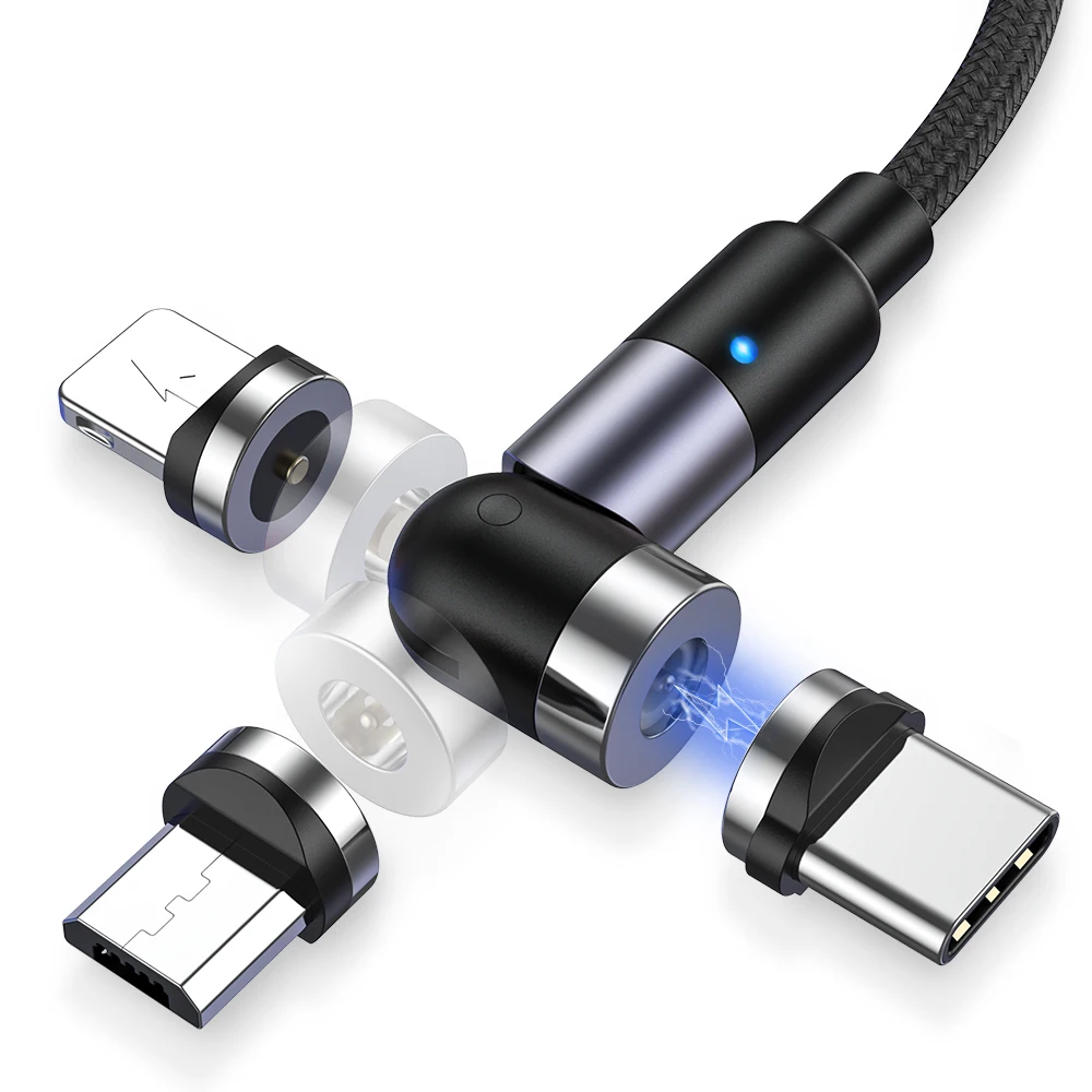 
Free Shipping AM59 1M 540 Degree Rotate Phone Charger Led Usb 3 in 1 Magnetic Charging Cable 