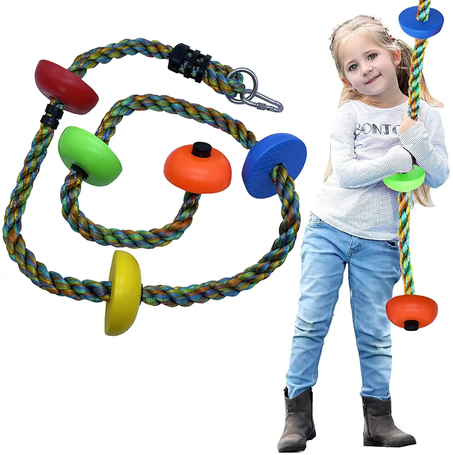 Climbing Rope Tree Swing with Platforms and Disc Swings Seat