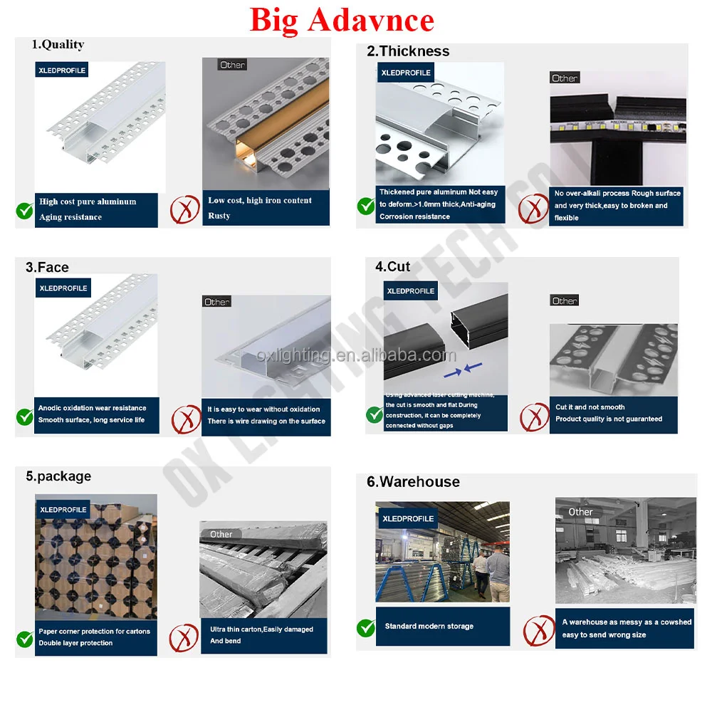 Led Aluminium Profile Drywall Recessed Slim Led Profile Drywall Black Plasterboard Led Profile Light For Drywall