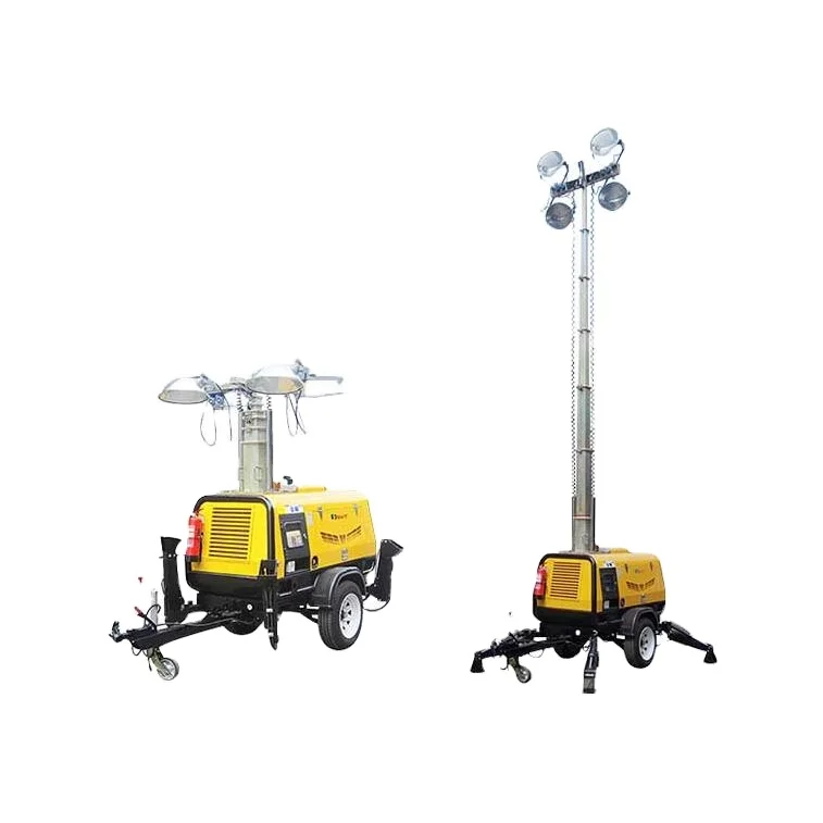 5m 7m 9m Mobile Light Tower Adjust Height Manually Sports Stadium 4HVP4000 diesel Harness with Kubota Engine
