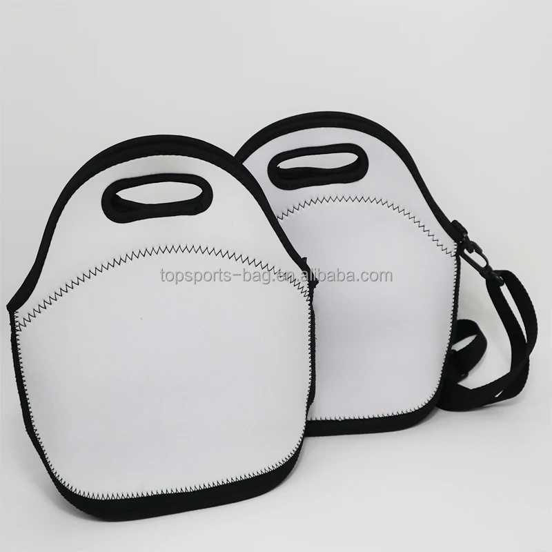 Sublimation blank lunch bag Insulated Regular size white neoprene lunch bag tote for sublimation