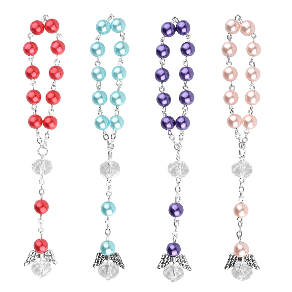 Catholic Glass pearl Angels Rosary Baby Baptism Gift Rosary