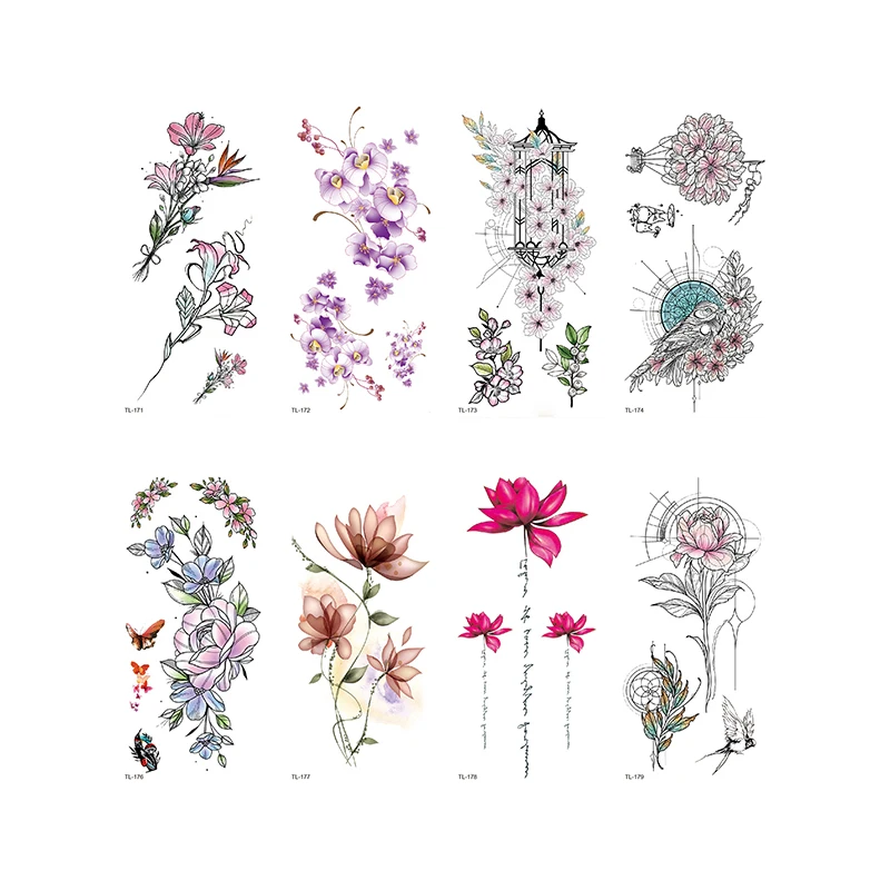 Water Transfer Non-Toxic Tattoo Sticker Waterproof Temporary Sticker Flower Pattern Face Body Arm Body Art tattoo supply