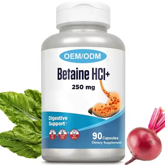 Betaine HCL With Pepsin Capsules Betaine hydrochloride Advanced Digestive Enzymes Plant-Based Vegan Bromelain Digestion Support