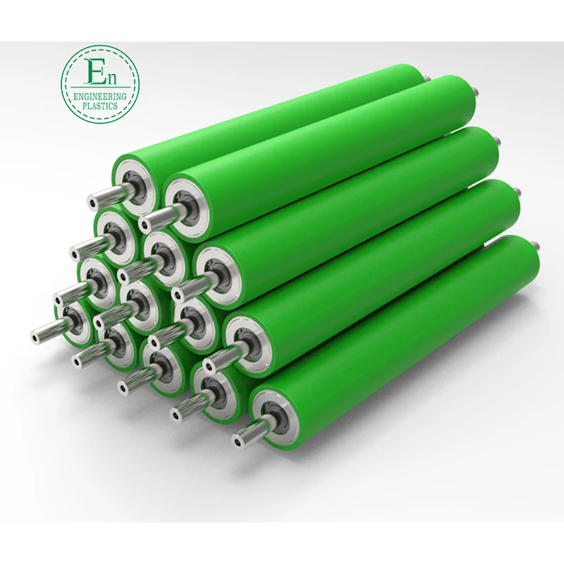 Yellow rubber roller custom wear resistant nylon products roller printing machine spare parts PU guide roller