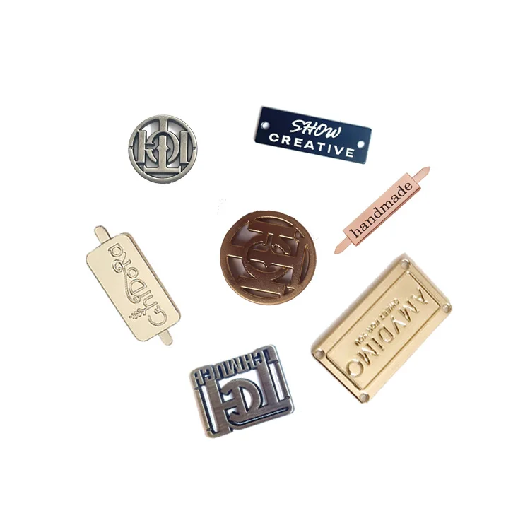Fashion design engraved brand name custom metal logo labels tag for clothing