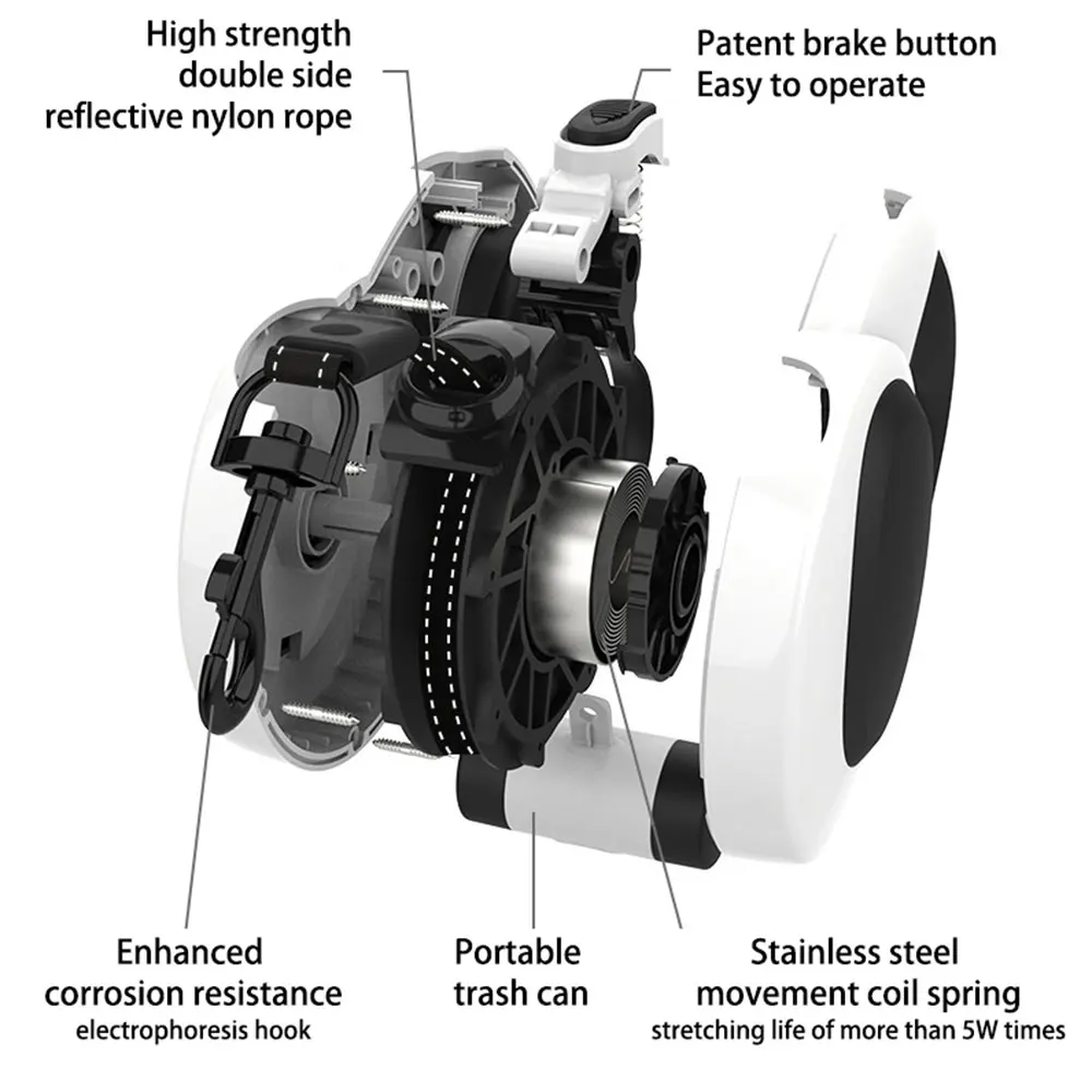 New Pet Products Adjustable Automatic Heavy Duty Retractable Dog Leash in 5M with Poop Bag and Flash Light