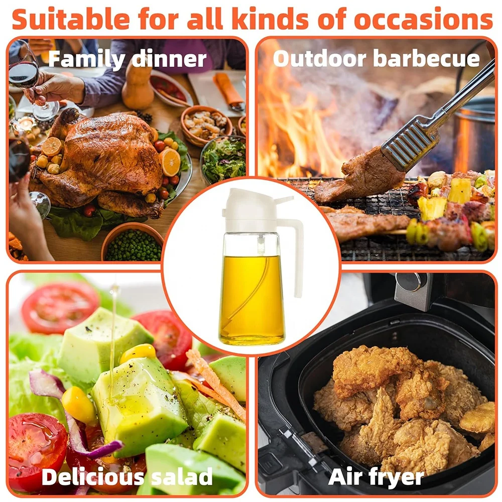 New Multifunction Glass Olive Oil Sprayers Mister Vinegar Dispenser Bottle Oil Spray Bottle 2 In 1 Oil Dispenser for Cooking